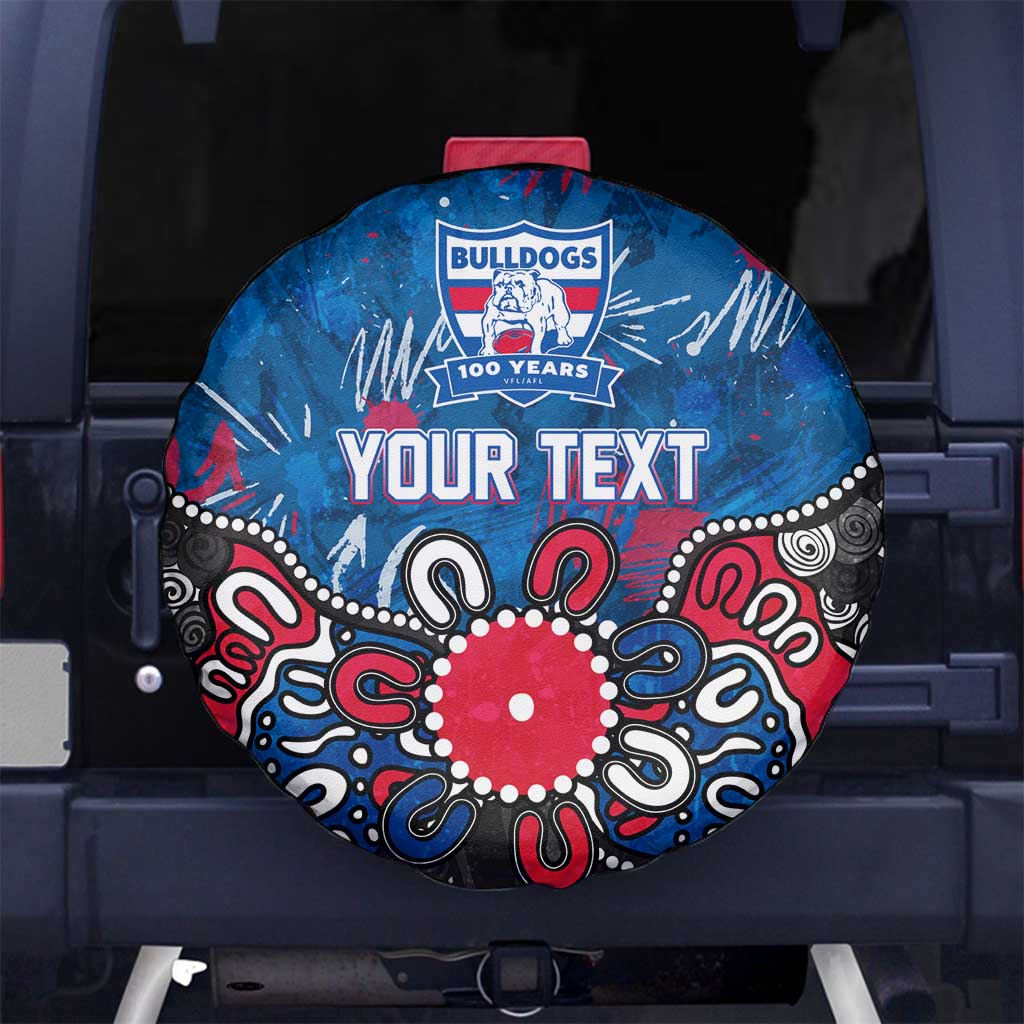 Personalized Western Bulldogs 100 Years Anniversary Spare Tire Cover Aboriginal Dot Painting Graffiti Style