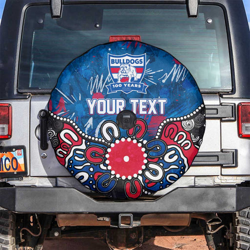 Personalized Western Bulldogs 100 Years Anniversary Spare Tire Cover Aboriginal Dot Painting Graffiti Style