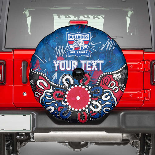 Personalized Western Bulldogs 100 Years Anniversary Spare Tire Cover Aboriginal Dot Painting Graffiti Style