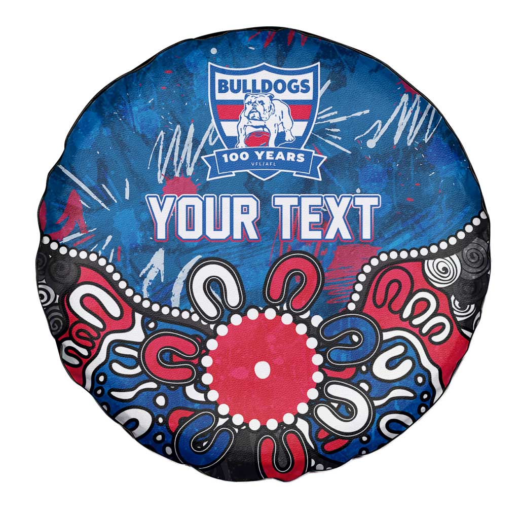 Personalized Western Bulldogs 100 Years Anniversary Spare Tire Cover Aboriginal Dot Painting Graffiti Style