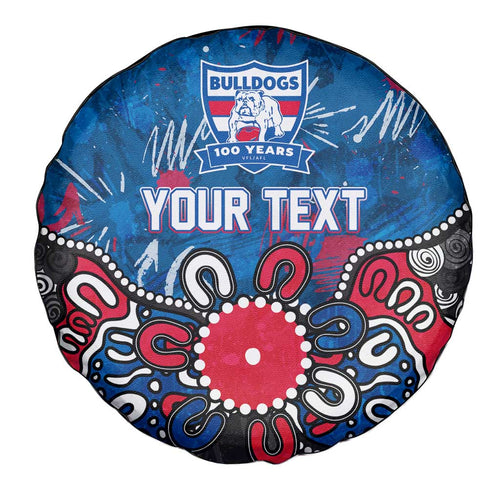 Personalized Western Bulldogs 100 Years Anniversary Spare Tire Cover Aboriginal Dot Painting Graffiti Style