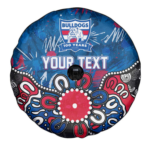 Personalized Western Bulldogs 100 Years Anniversary Spare Tire Cover Aboriginal Dot Painting Graffiti Style