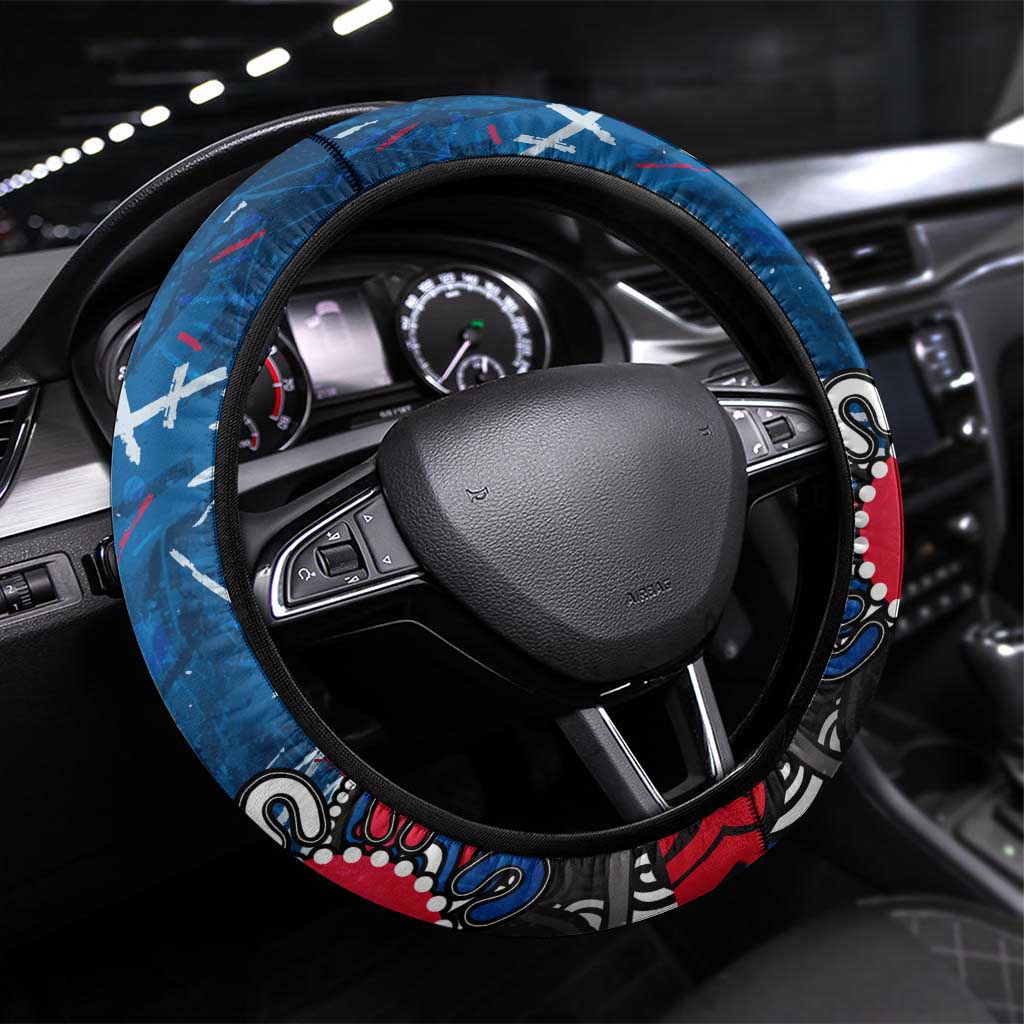 Western Bulldogs 100 Years Anniversary Steering Wheel Cover Aboriginal Dot Painting Graffiti Style