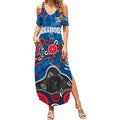 Personalized Western Bulldogs 100 Years Anniversary Summer Maxi Dress Aboriginal Dot Painting Graffiti Style