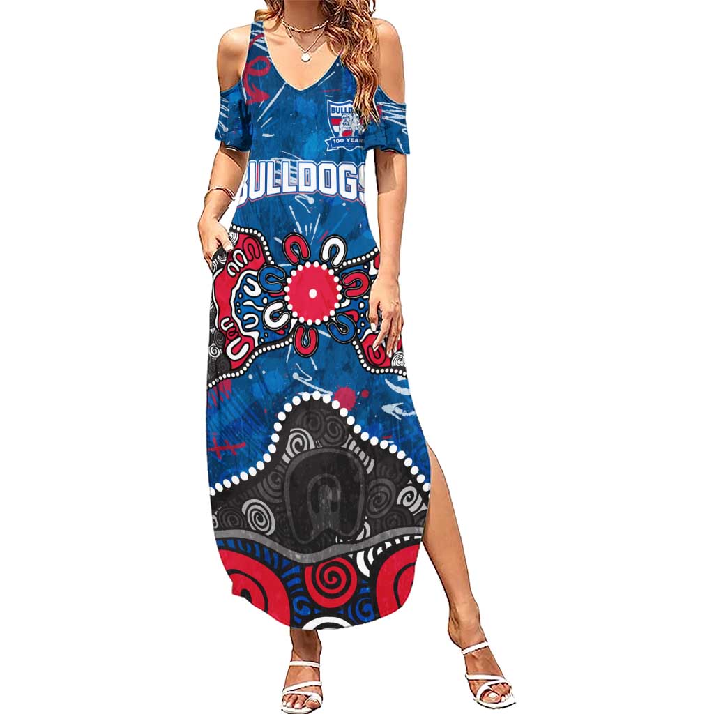 Personalized Western Bulldogs 100 Years Anniversary Summer Maxi Dress Aboriginal Dot Painting Graffiti Style