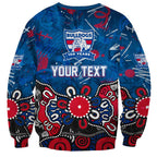 Personalized Western Bulldogs 100 Years Anniversary Sweatshirt Aboriginal Dot Painting Graffiti Style