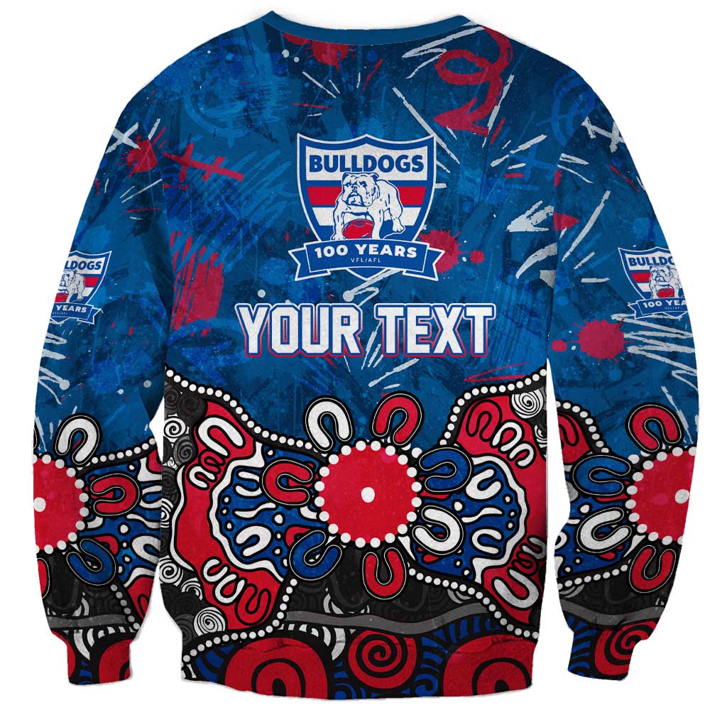 Personalized Western Bulldogs 100 Years Anniversary Sweatshirt Aboriginal Dot Painting Graffiti Style