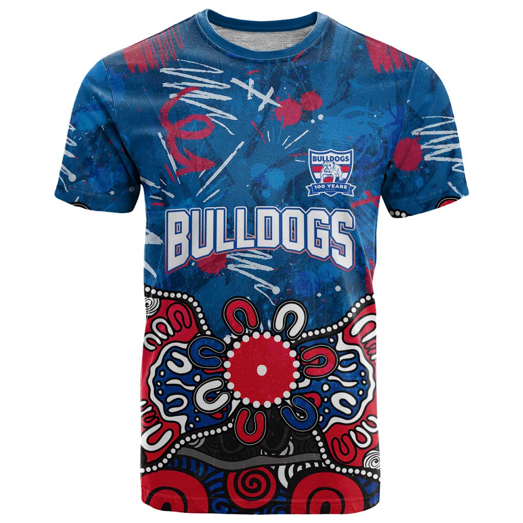 Personalized Western Bulldogs 100 Years Anniversary T Shirt Aboriginal Dot Painting Graffiti Style