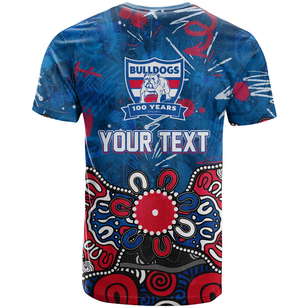 Personalized Western Bulldogs 100 Years Anniversary T Shirt Aboriginal Dot Painting Graffiti Style