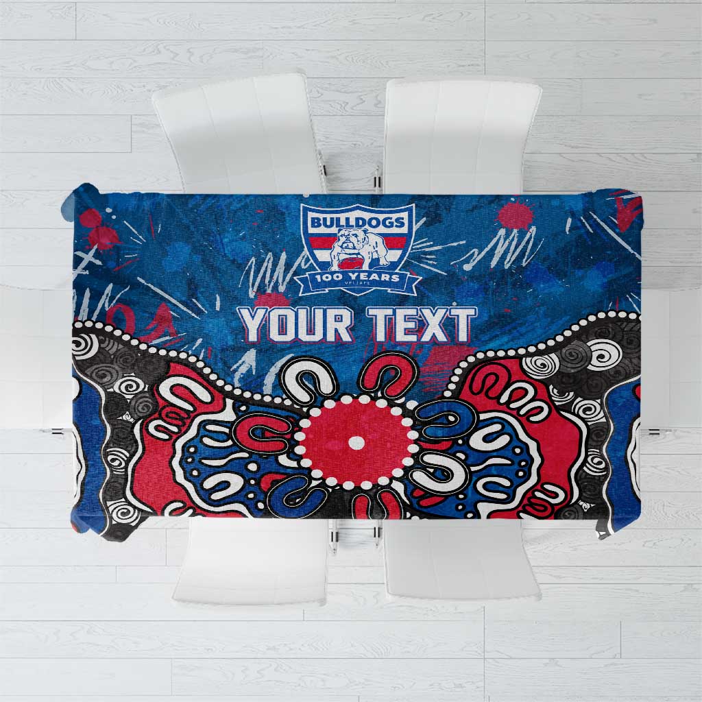 Personalized Western Bulldogs 100 Years Anniversary Tablecloth Aboriginal Dot Painting Graffiti Style