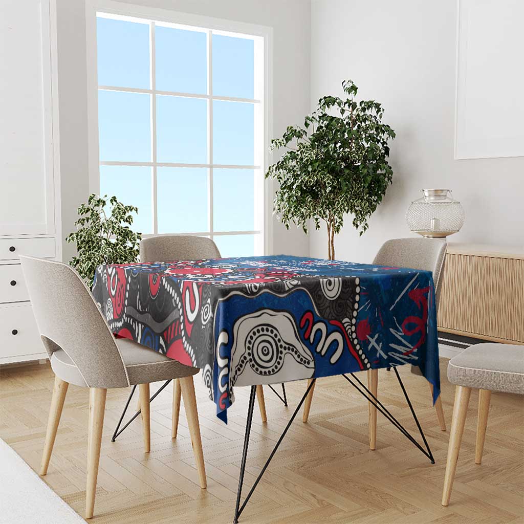 Personalized Western Bulldogs 100 Years Anniversary Tablecloth Aboriginal Dot Painting Graffiti Style