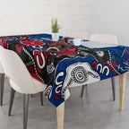 Personalized Western Bulldogs 100 Years Anniversary Tablecloth Aboriginal Dot Painting Graffiti Style