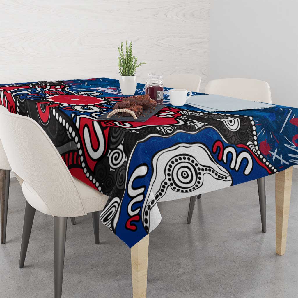 Personalized Western Bulldogs 100 Years Anniversary Tablecloth Aboriginal Dot Painting Graffiti Style