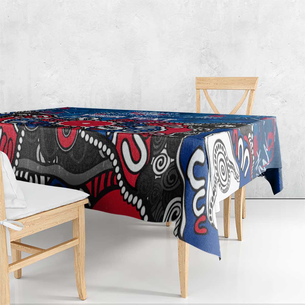 Personalized Western Bulldogs 100 Years Anniversary Tablecloth Aboriginal Dot Painting Graffiti Style