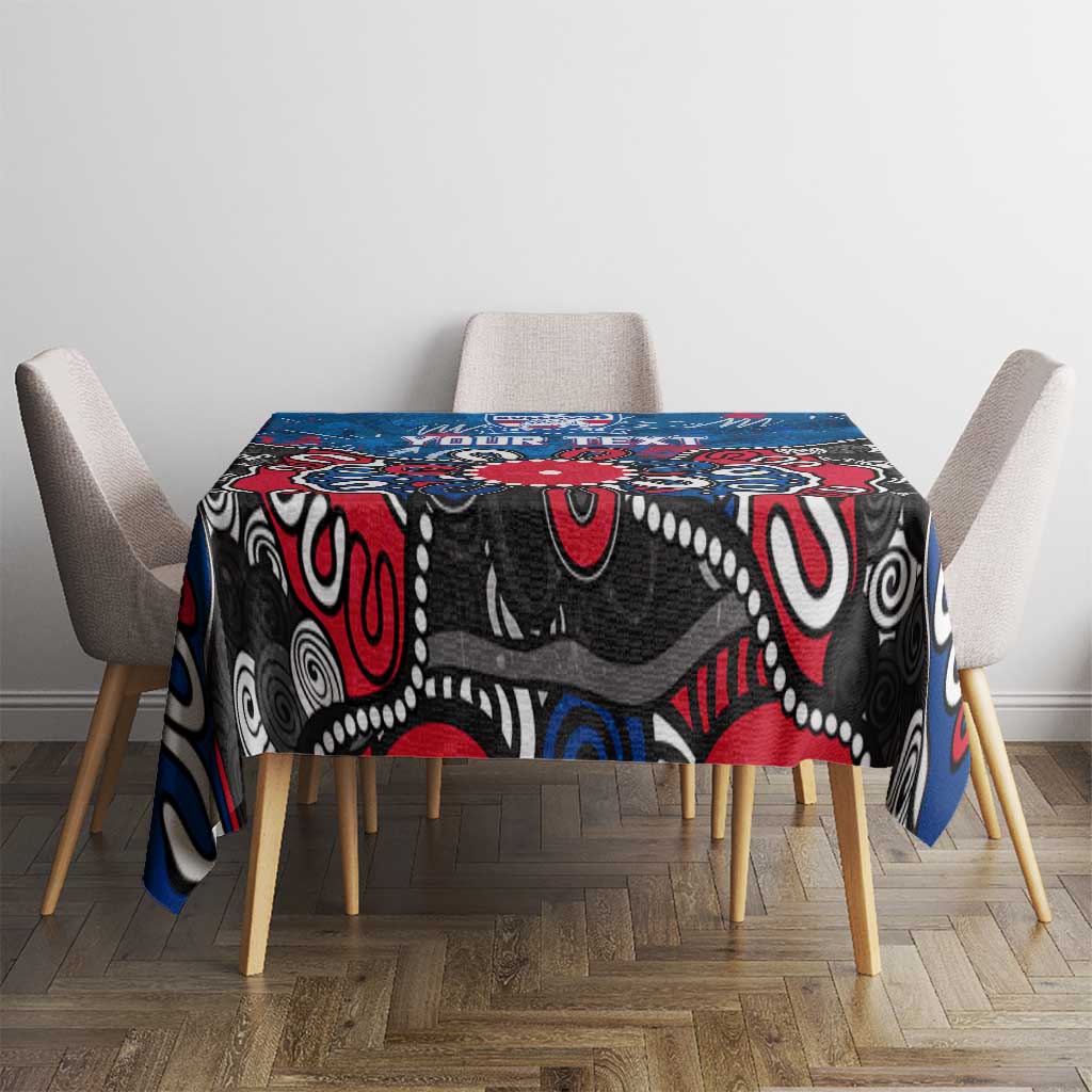 Personalized Western Bulldogs 100 Years Anniversary Tablecloth Aboriginal Dot Painting Graffiti Style