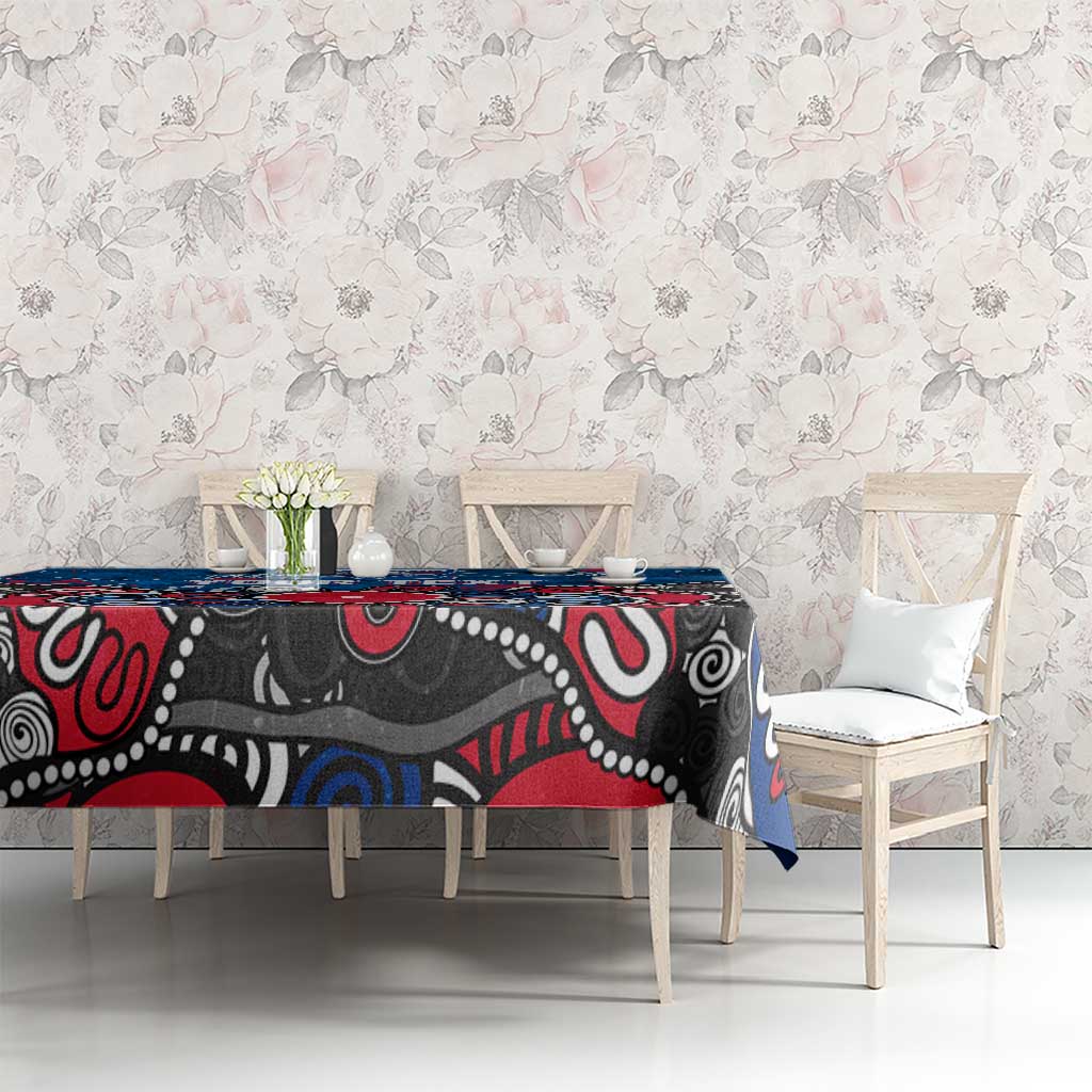Personalized Western Bulldogs 100 Years Anniversary Tablecloth Aboriginal Dot Painting Graffiti Style