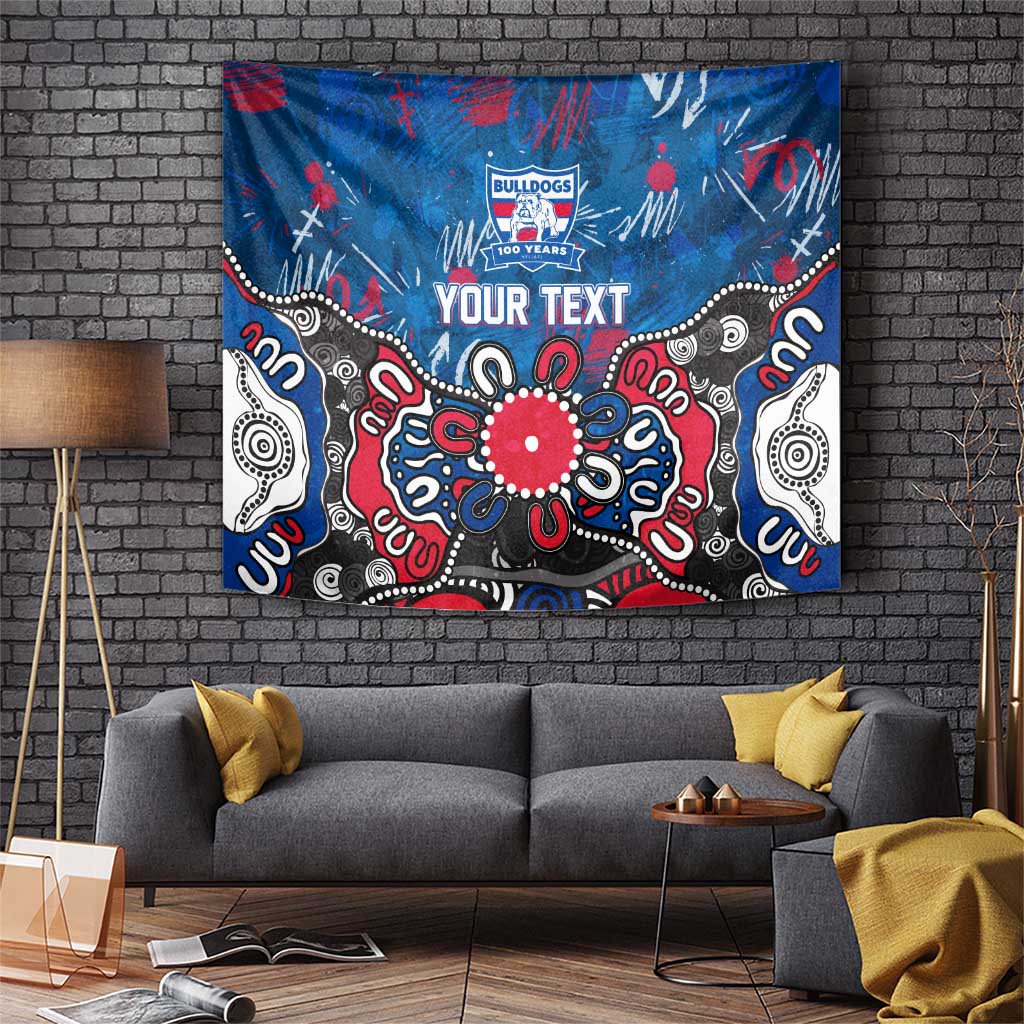 Personalized Western Bulldogs 100 Years Anniversary Tapestry Aboriginal Dot Painting Graffiti Style