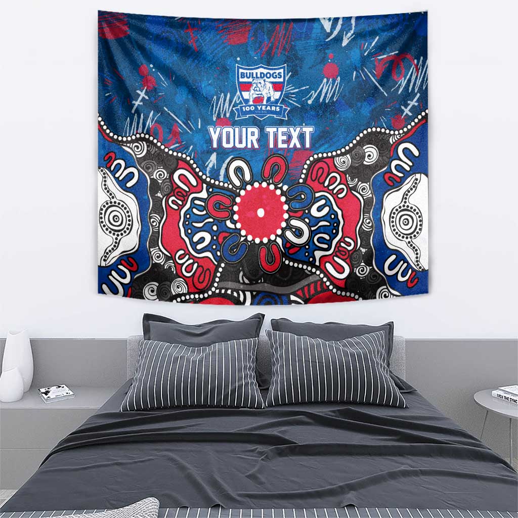 Personalized Western Bulldogs 100 Years Anniversary Tapestry Aboriginal Dot Painting Graffiti Style