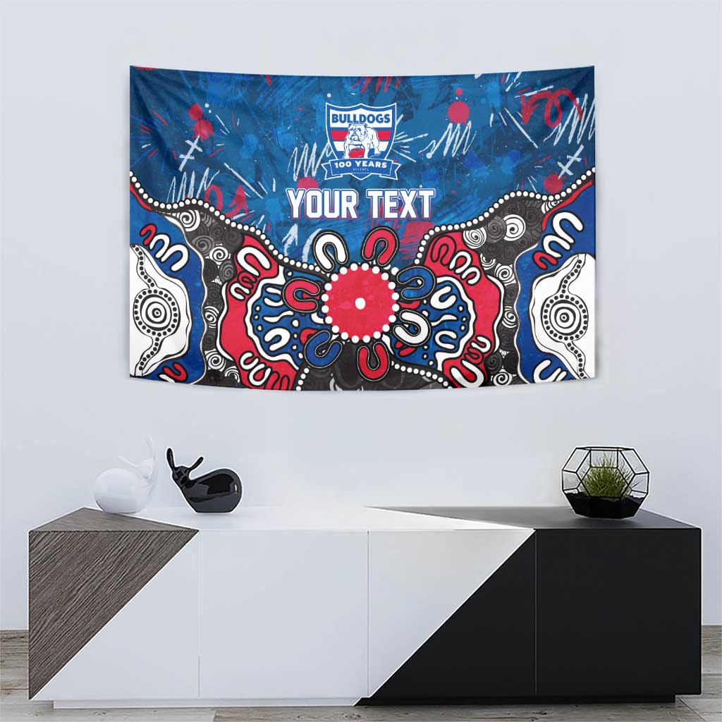 Personalized Western Bulldogs 100 Years Anniversary Tapestry Aboriginal Dot Painting Graffiti Style