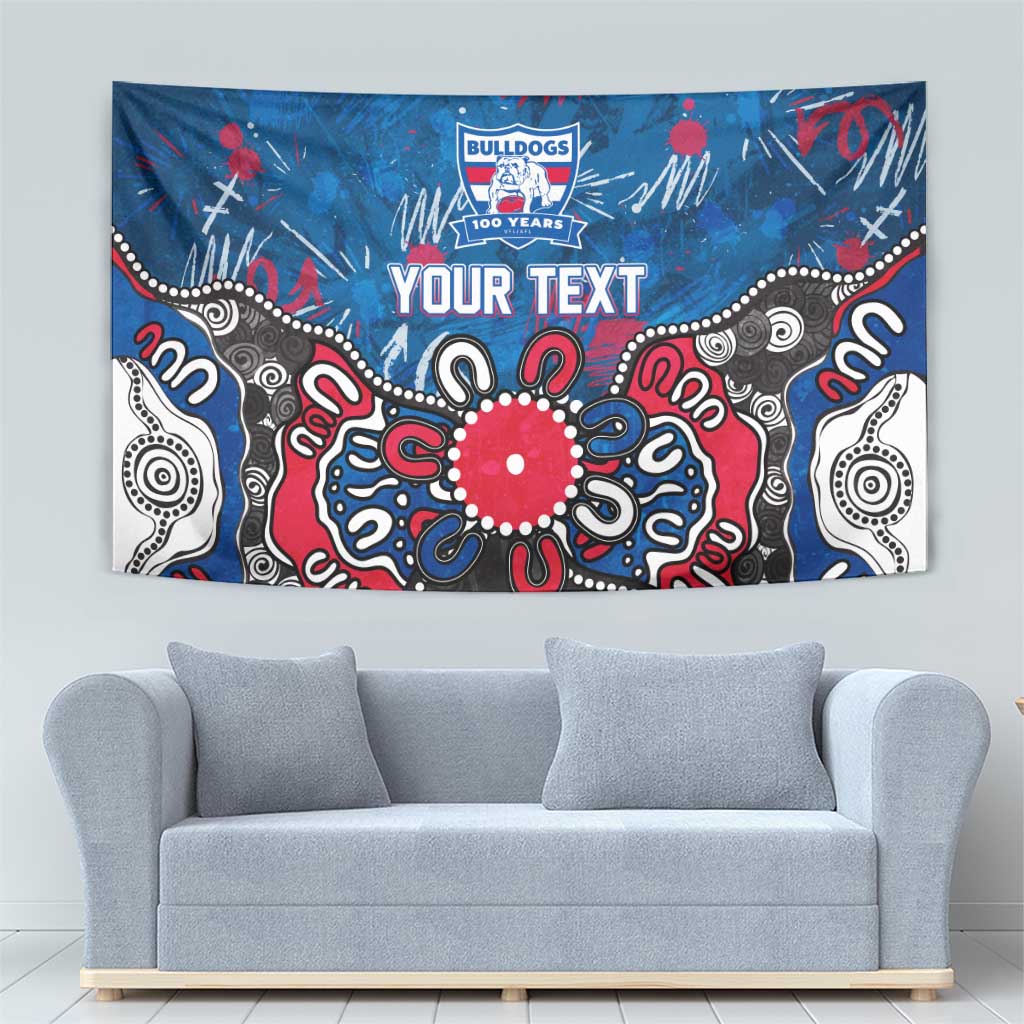 Personalized Western Bulldogs 100 Years Anniversary Tapestry Aboriginal Dot Painting Graffiti Style