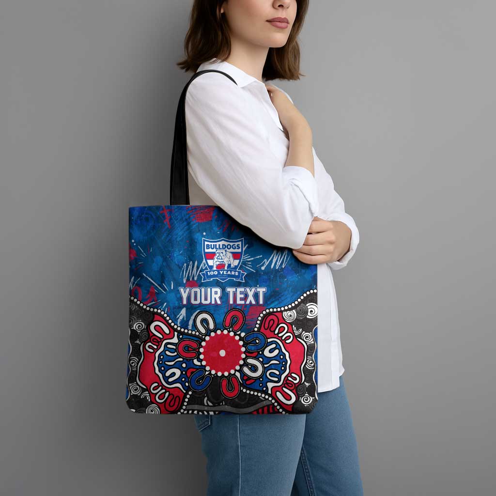 Personalized Western Bulldogs 100 Years Anniversary Tote Bag Aboriginal Dot Painting Graffiti Style