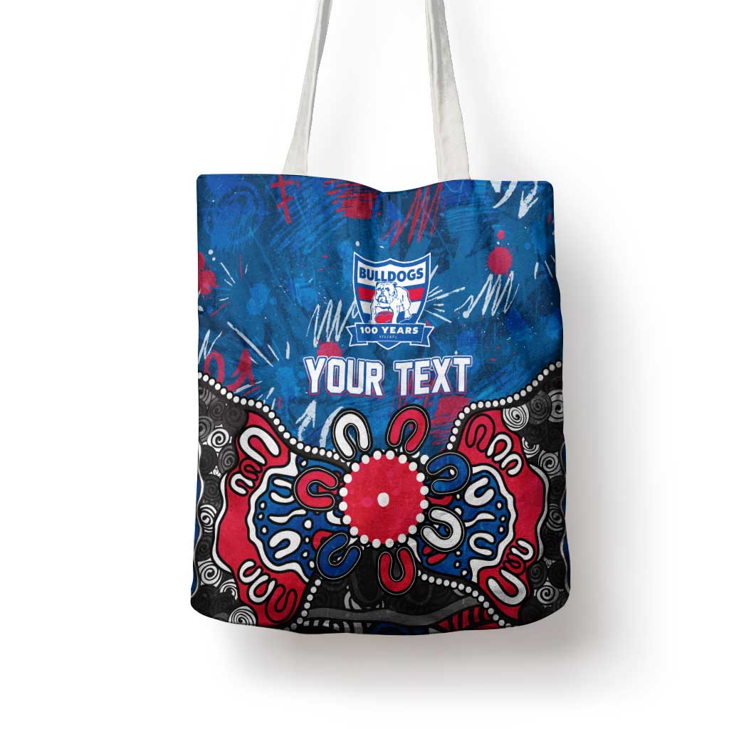 Personalized Western Bulldogs 100 Years Anniversary Tote Bag Aboriginal Dot Painting Graffiti Style