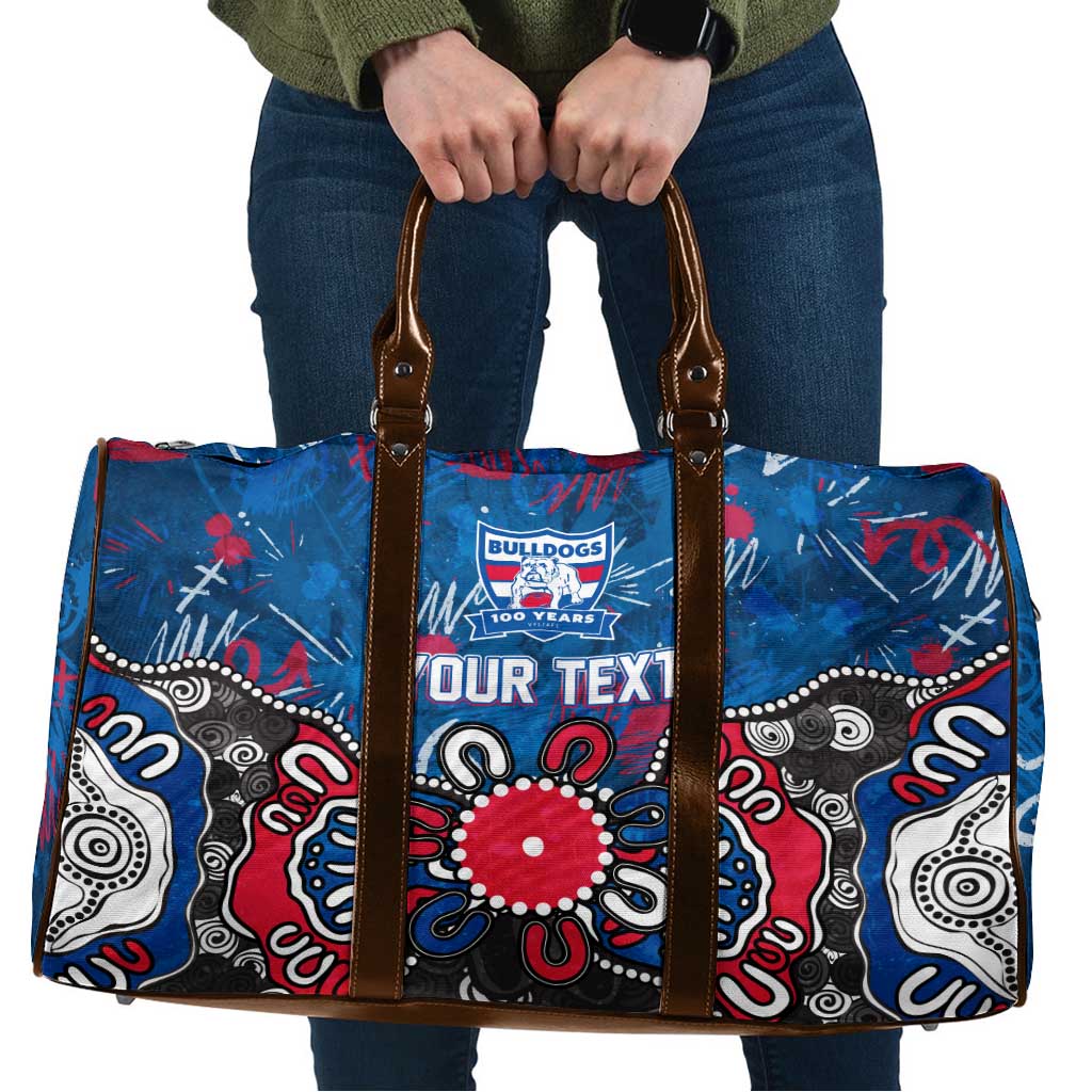 Personalized Western Bulldogs 100 Years Anniversary Travel Bag Aboriginal Dot Painting Graffiti Style
