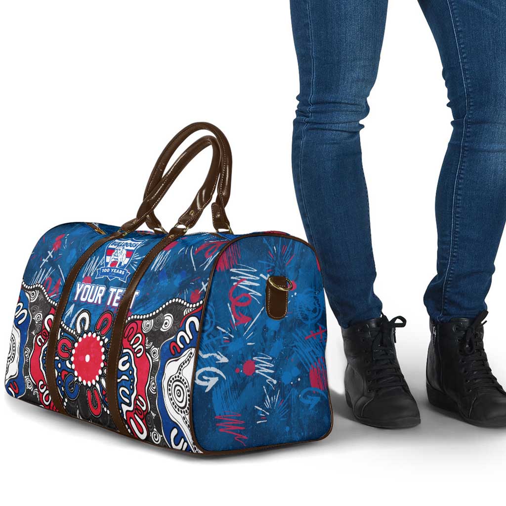 Personalized Western Bulldogs 100 Years Anniversary Travel Bag Aboriginal Dot Painting Graffiti Style