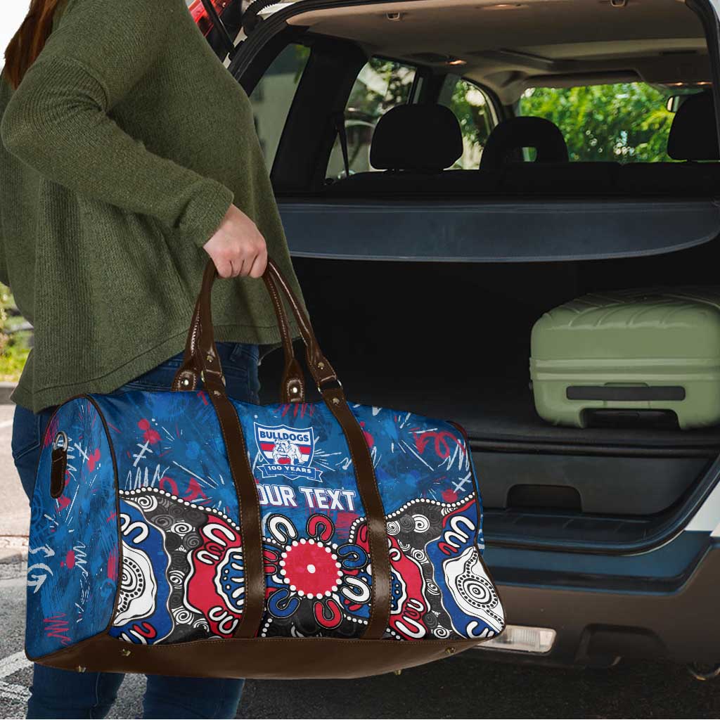Personalized Western Bulldogs 100 Years Anniversary Travel Bag Aboriginal Dot Painting Graffiti Style