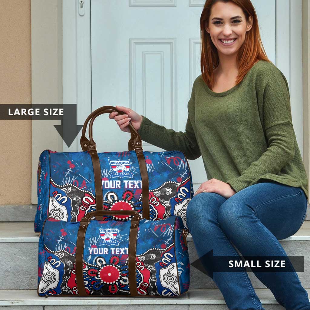 Personalized Western Bulldogs 100 Years Anniversary Travel Bag Aboriginal Dot Painting Graffiti Style