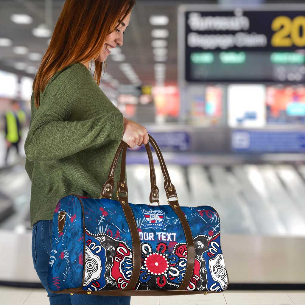 Personalized Western Bulldogs 100 Years Anniversary Travel Bag Aboriginal Dot Painting Graffiti Style