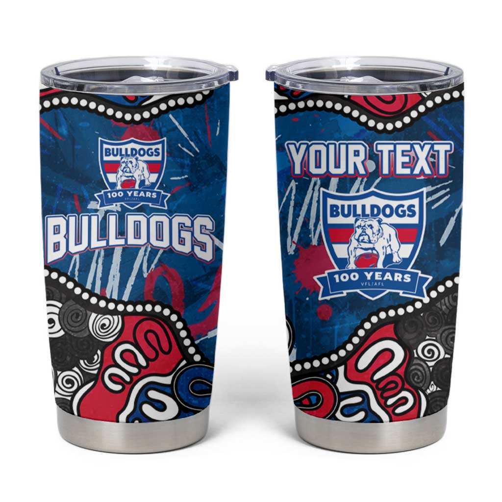 Personalized Western Bulldogs 100 Years Anniversary Tumbler Cup Aboriginal Dot Painting Graffiti Style