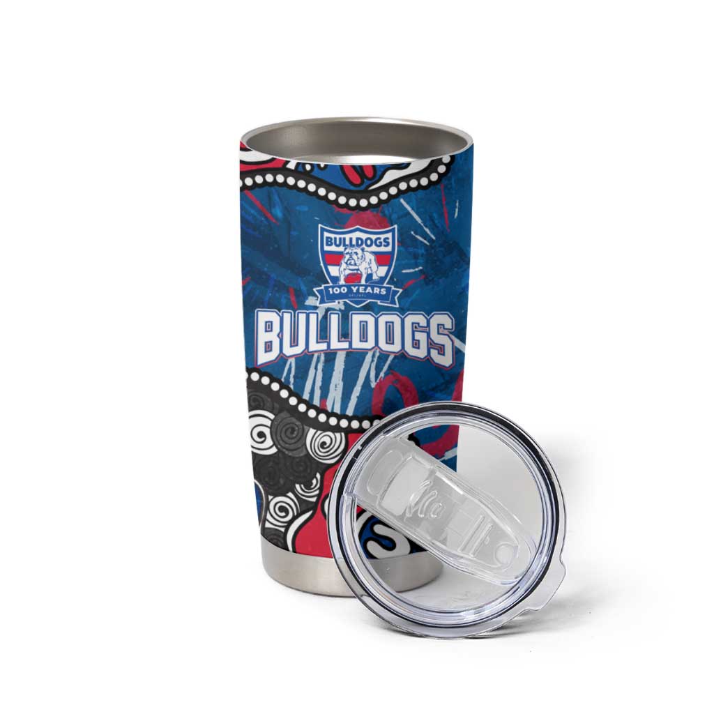 Personalized Western Bulldogs 100 Years Anniversary Tumbler Cup Aboriginal Dot Painting Graffiti Style