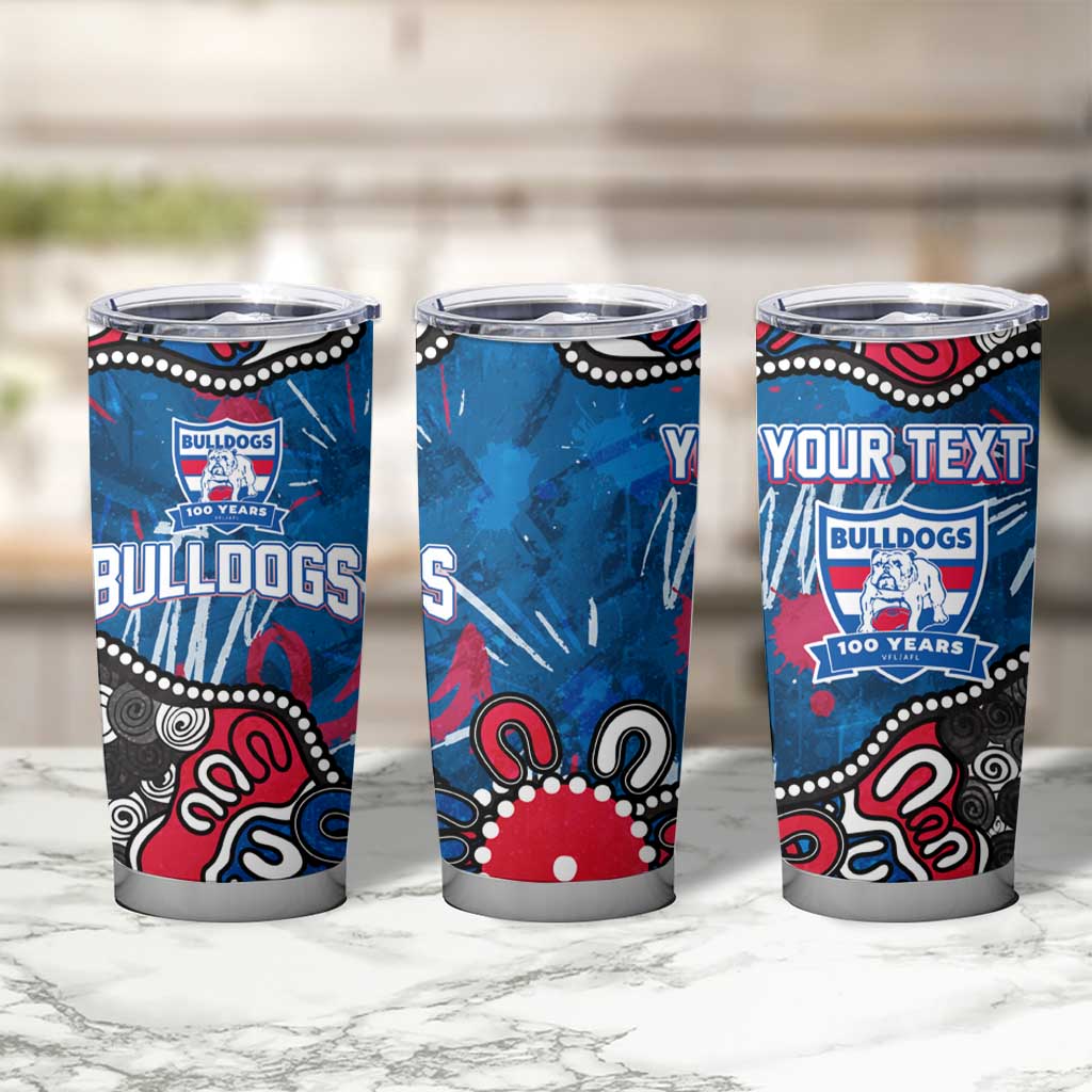 Personalized Western Bulldogs 100 Years Anniversary Tumbler Cup Aboriginal Dot Painting Graffiti Style