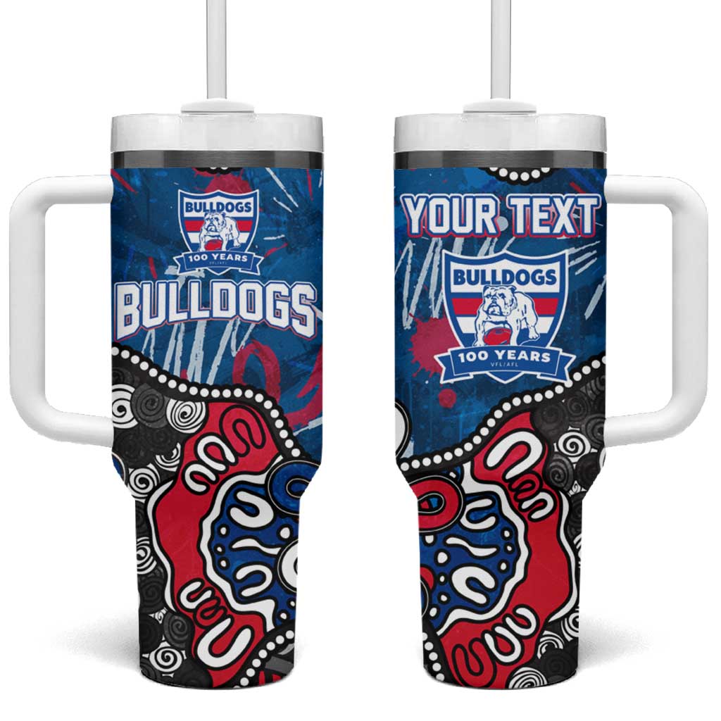 Personalized Western Bulldogs 100 Years Anniversary Tumbler With Handle Aboriginal Dot Painting Graffiti Style
