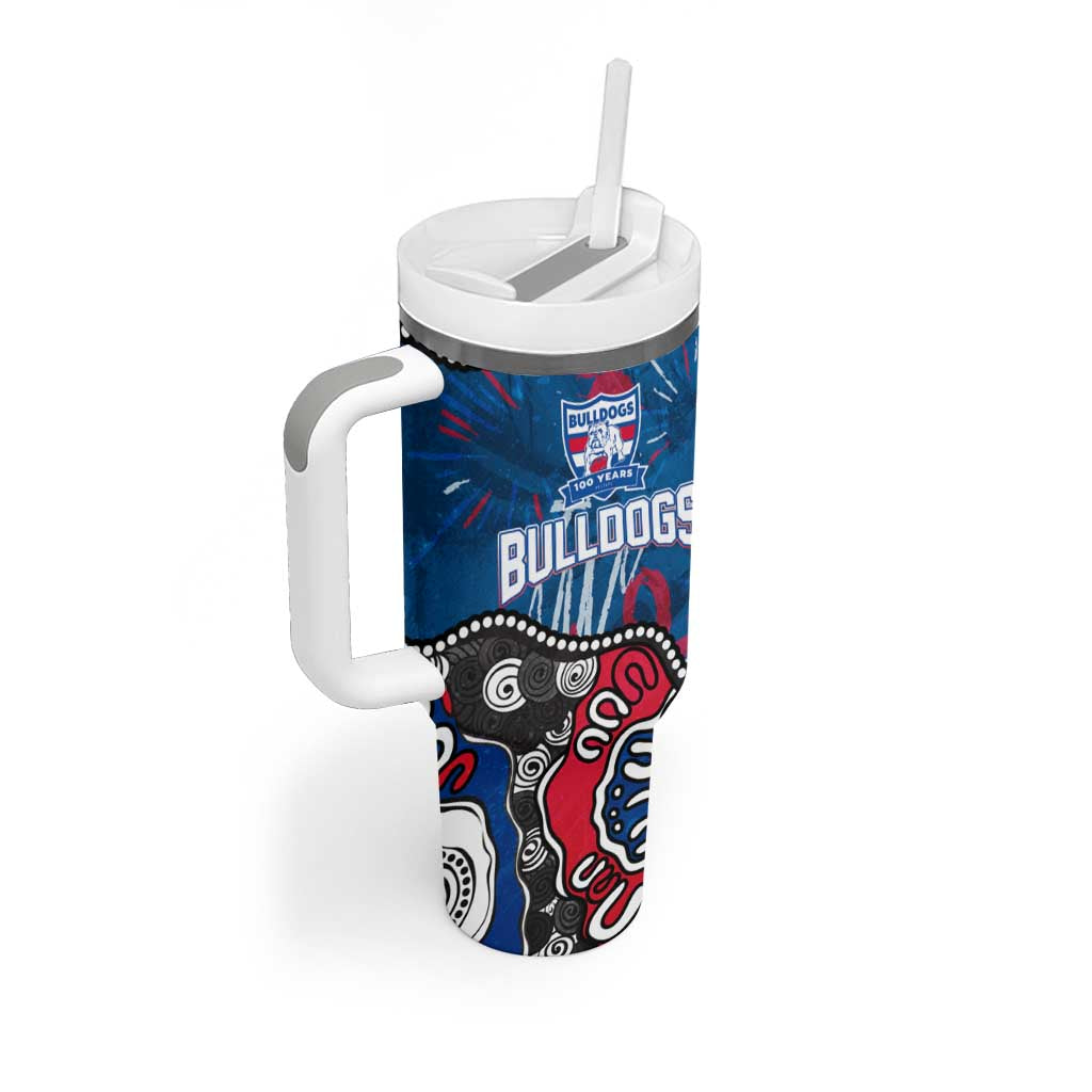 Personalized Western Bulldogs 100 Years Anniversary Tumbler With Handle Aboriginal Dot Painting Graffiti Style