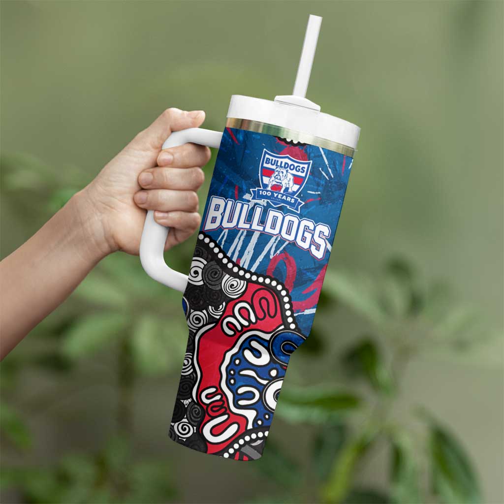 Personalized Western Bulldogs 100 Years Anniversary Tumbler With Handle Aboriginal Dot Painting Graffiti Style