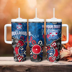 Personalized Western Bulldogs 100 Years Anniversary Tumbler With Handle Aboriginal Dot Painting Graffiti Style