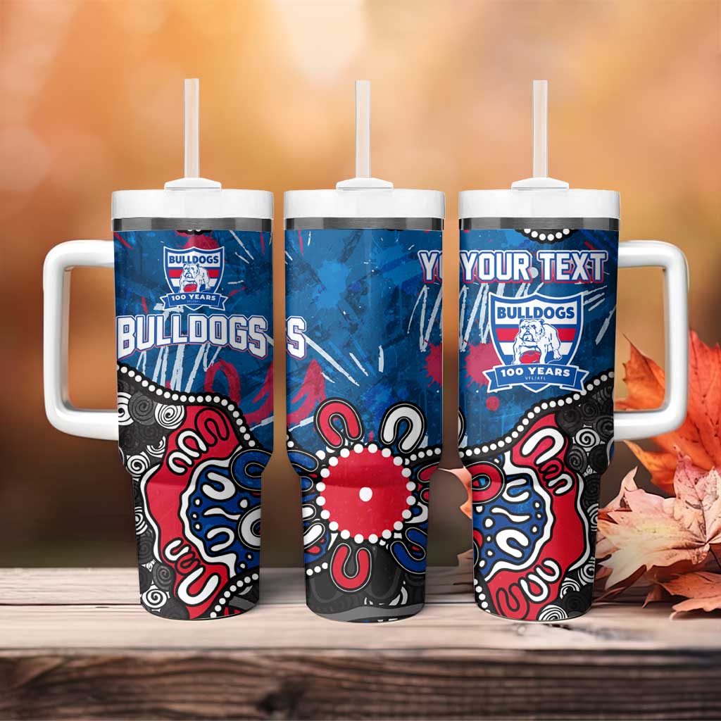 Personalized Western Bulldogs 100 Years Anniversary Tumbler With Handle Aboriginal Dot Painting Graffiti Style