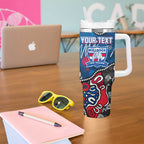 Personalized Western Bulldogs 100 Years Anniversary Tumbler With Handle Aboriginal Dot Painting Graffiti Style