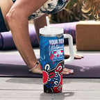 Personalized Western Bulldogs 100 Years Anniversary Tumbler With Handle Aboriginal Dot Painting Graffiti Style