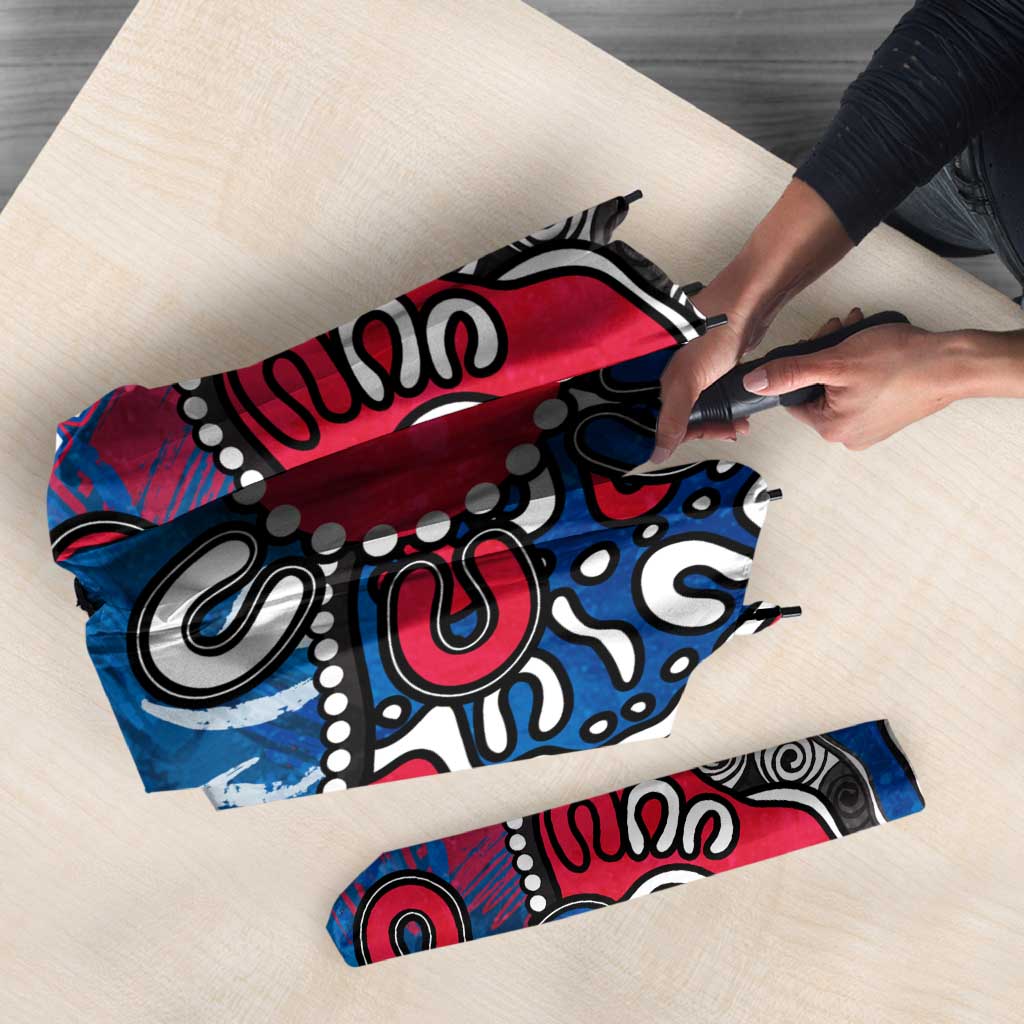 Personalized Western Bulldogs 100 Years Anniversary Umbrella Aboriginal Dot Painting Graffiti Style