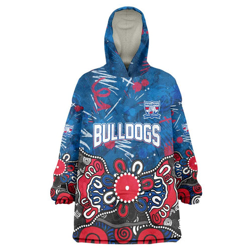 Personalized Western Bulldogs 100 Years Anniversary Wearable Blanket Hoodie Aboriginal Dot Painting Graffiti Style