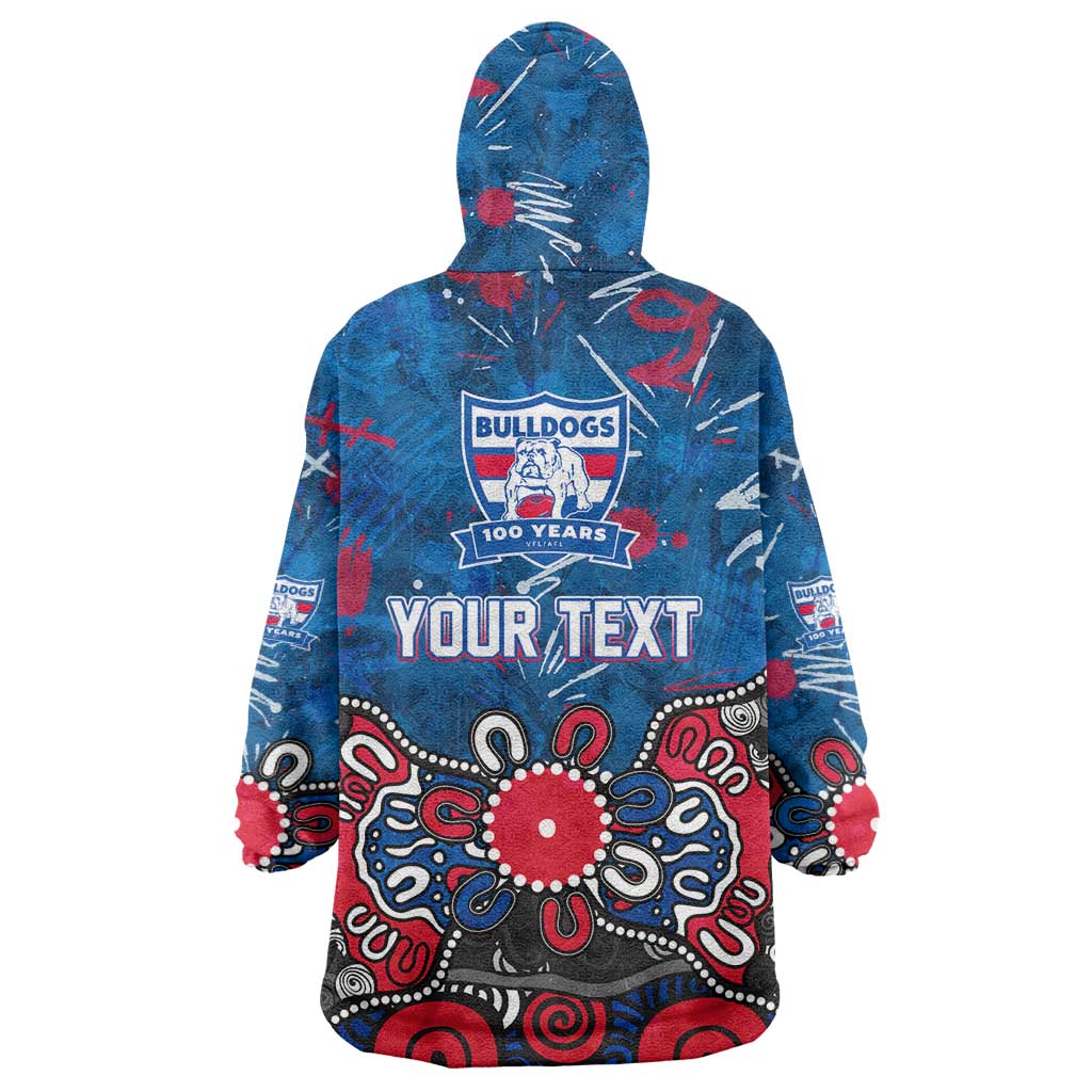Personalized Western Bulldogs 100 Years Anniversary Wearable Blanket Hoodie Aboriginal Dot Painting Graffiti Style