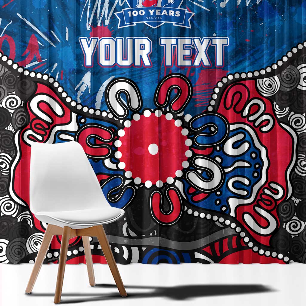 Personalized Western Bulldogs 100 Years Anniversary Window Curtain Aboriginal Dot Painting Graffiti Style