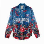 Personalized Western Bulldogs 100 Years Anniversary Women Casual Shirt Aboriginal Dot Painting Graffiti Style