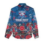 Personalized Western Bulldogs 100 Years Anniversary Women Casual Shirt Aboriginal Dot Painting Graffiti Style