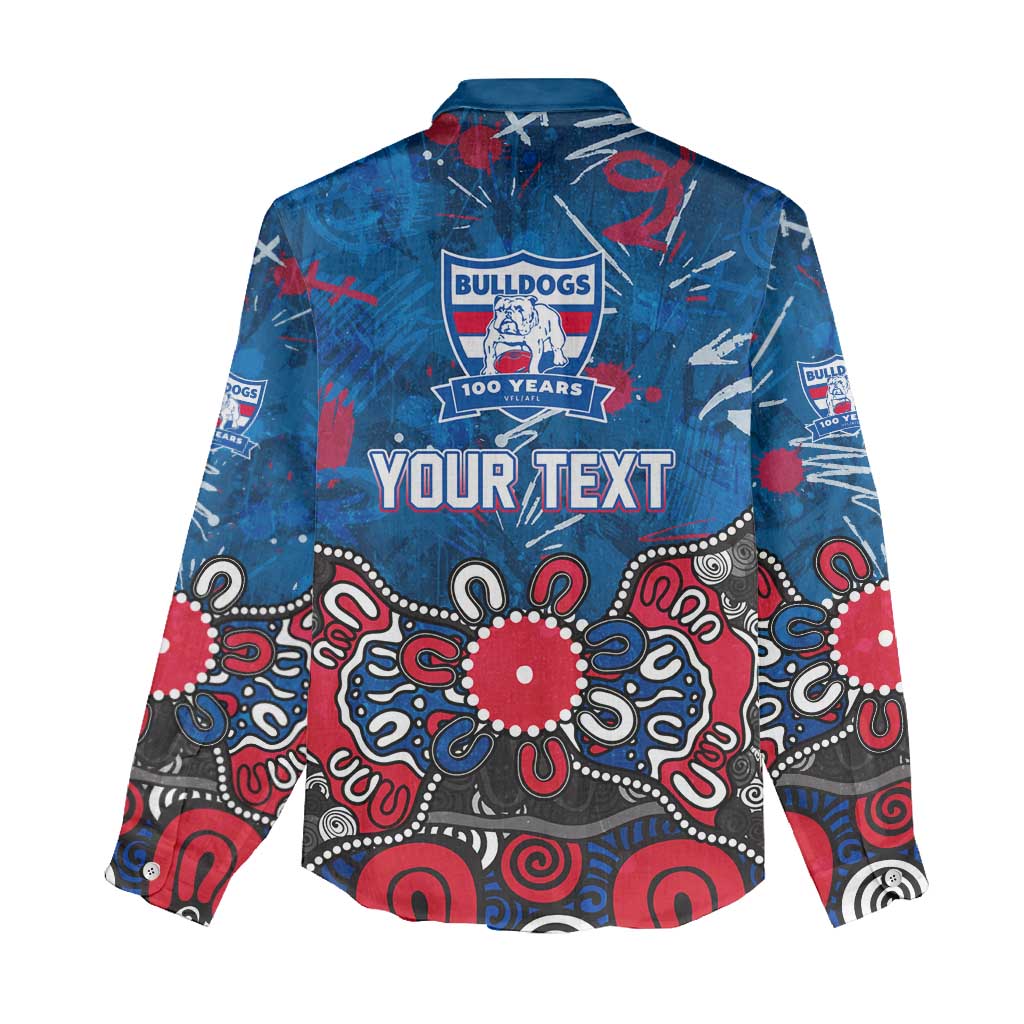 Personalized Western Bulldogs 100 Years Anniversary Women Casual Shirt Aboriginal Dot Painting Graffiti Style