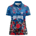 Personalized Western Bulldogs 100 Years Anniversary Women Polo Shirt Aboriginal Dot Painting Graffiti Style