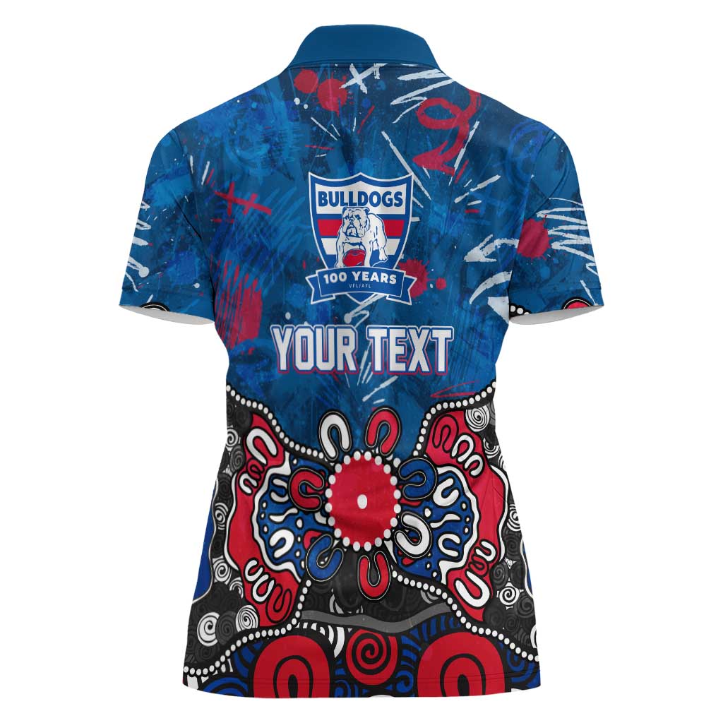 Personalized Western Bulldogs 100 Years Anniversary Women Polo Shirt Aboriginal Dot Painting Graffiti Style